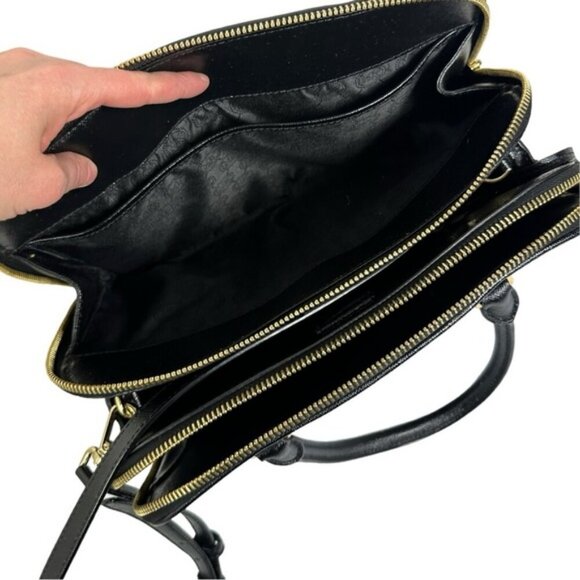 Michael Kors Reese Patent Saffiano Leather Bag Purse Black 30T4GEES3A Handbag - Picture 4 of 15